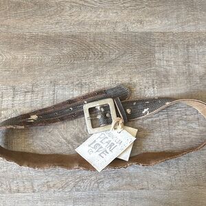 Magnolia Pearl Distressed Brown Leather Belt with Silver Buckle